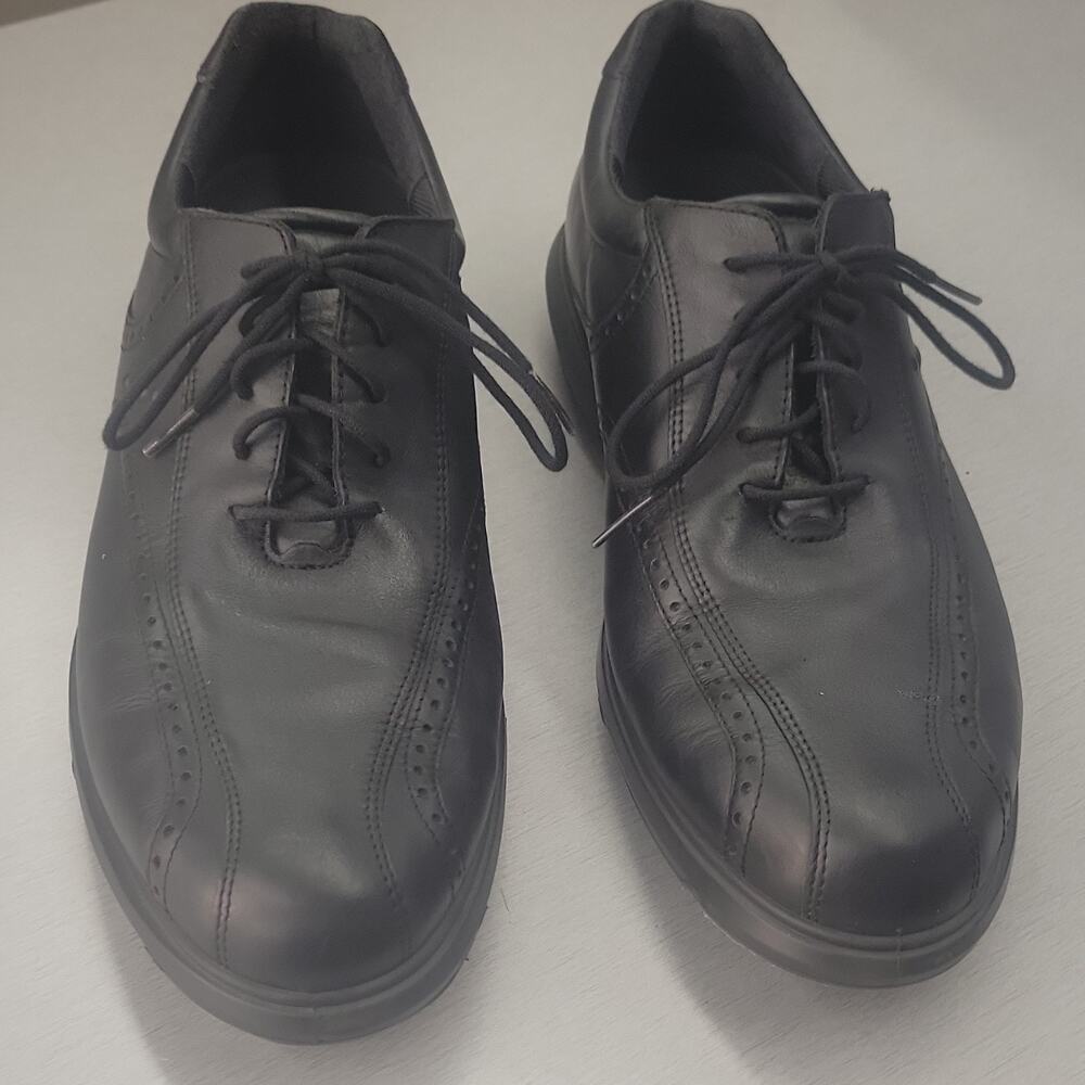 ECCO HydroMax Men's Black Leather Water Resistant Spiked Golf Shoes US 14